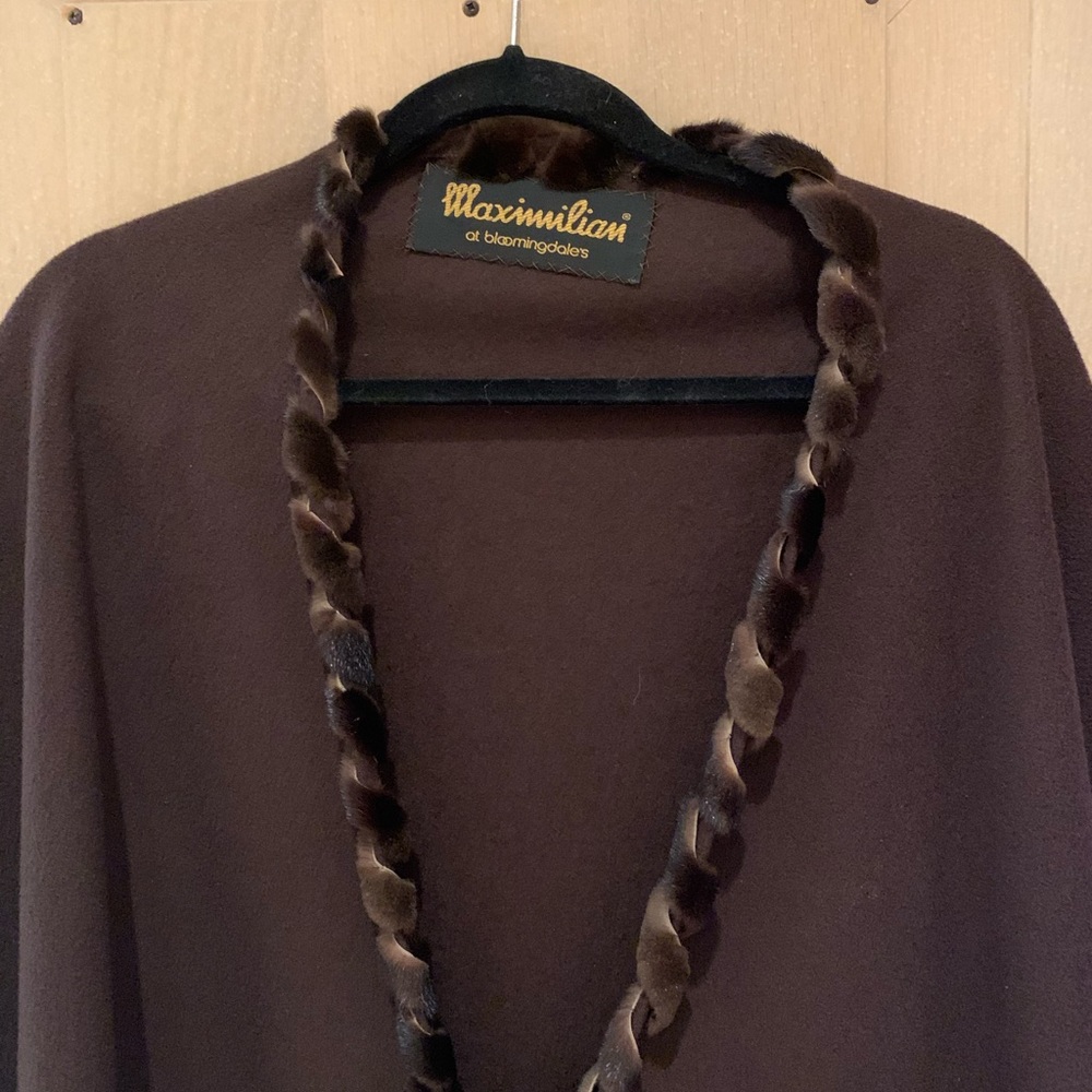 Real Cashmere/mink cape. One size. Real Mink is looped around edge of cape
